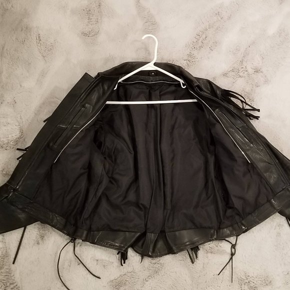 FMC Red Rose Leather Fringe Ladies Jacket - Picture 6 of 8